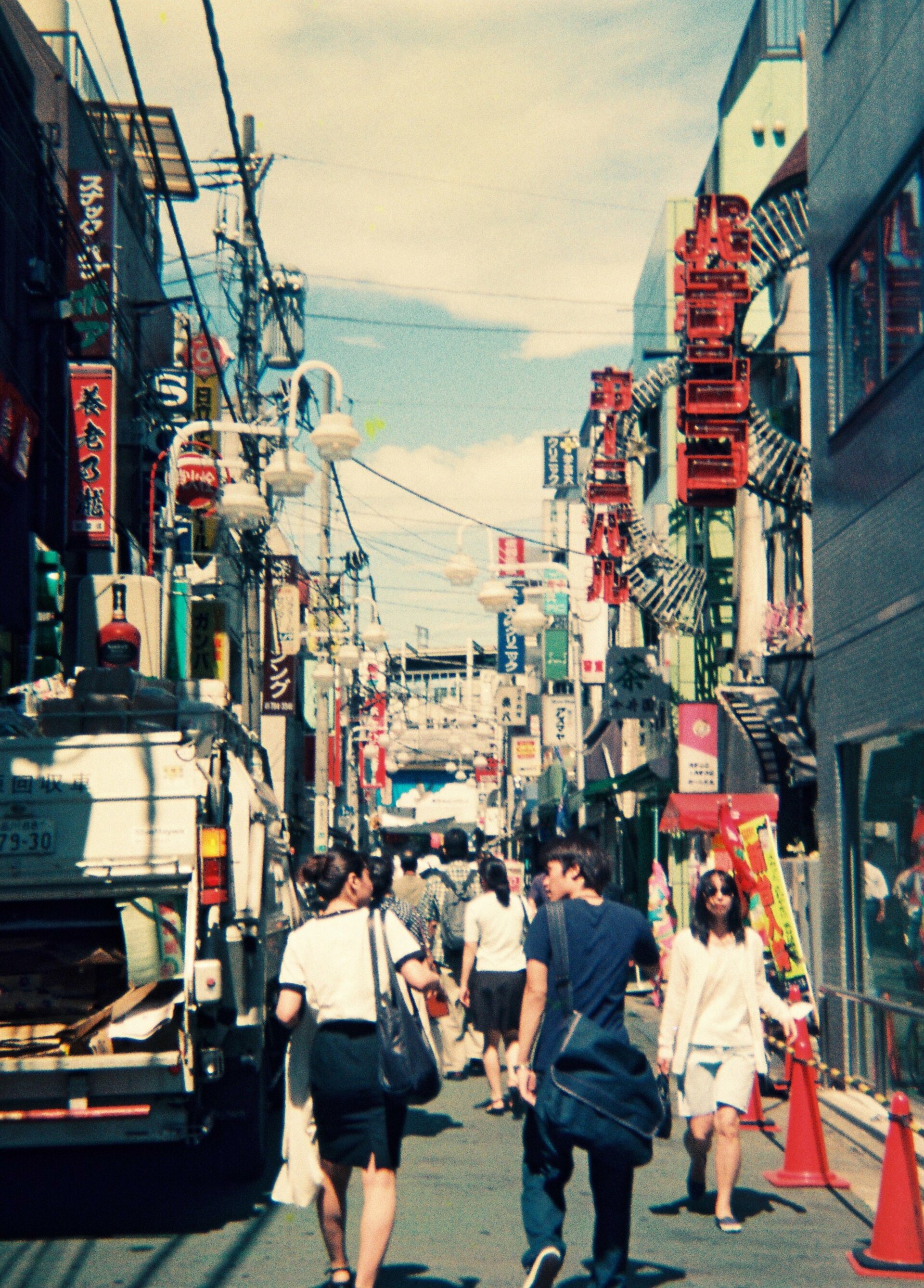 Urban cityscape of Japan with modern architecture and city life